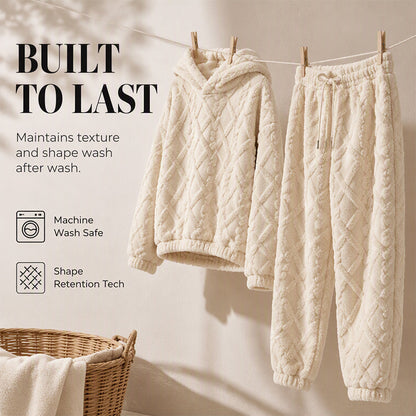 ⏳LAST DAY SALE ONLY ￡23.99!!🔥🍂 Embossed Geometric Plush Set – Cozy Soft Loungewear Set for Women