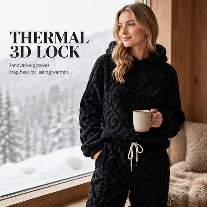 ⏳LAST DAY SALE ONLY ￡23.99!!🔥🍂 Embossed Geometric Plush Set – Cozy Soft Loungewear Set for Women