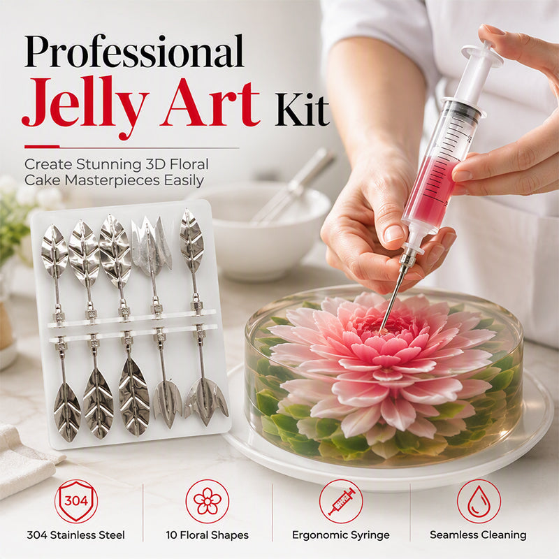 🔥BUY 2 GET 1 FREE⚡3D Jelly Art Kit – 10-Piece Stainless Steel Flower Gelatin Cake Decorating Set