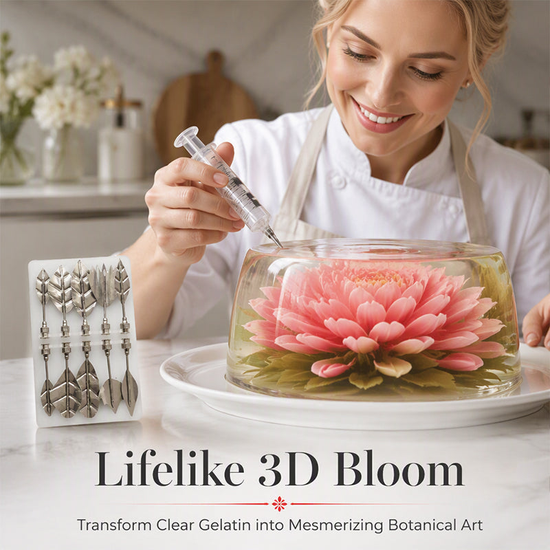 🔥BUY 2 GET 1 FREE⚡3D Jelly Art Kit – 10-Piece Stainless Steel Flower Gelatin Cake Decorating Set