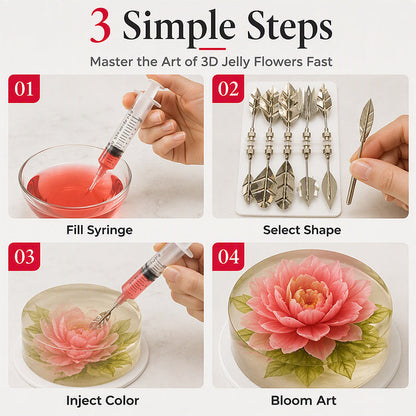 🔥BUY 2 GET 1 FREE⚡3D Jelly Art Kit – 10-Piece Stainless Steel Flower Gelatin Cake Decorating Set
