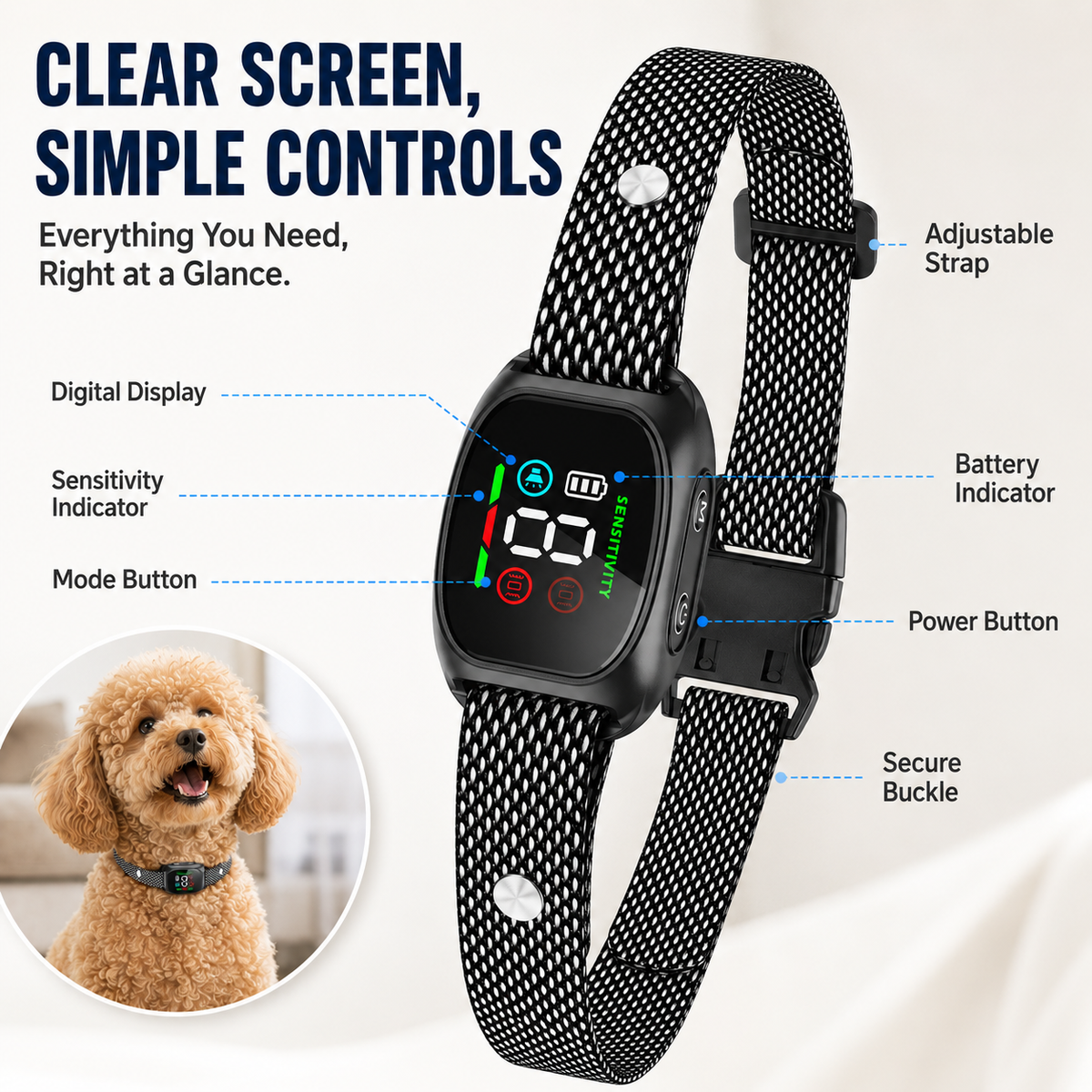 🐶 Smart Anti Bark Collar for Dogs ✨🔇 Safe Automatic Barking Control Training Collar for All Breeds
