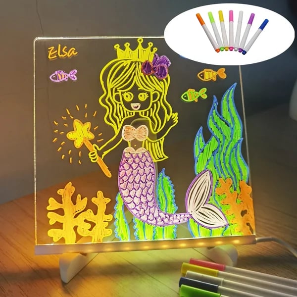 🎅Christmas hot Products 🎨LED Message Board with 7-Color Pens – Reusable Writing & Drawing Board