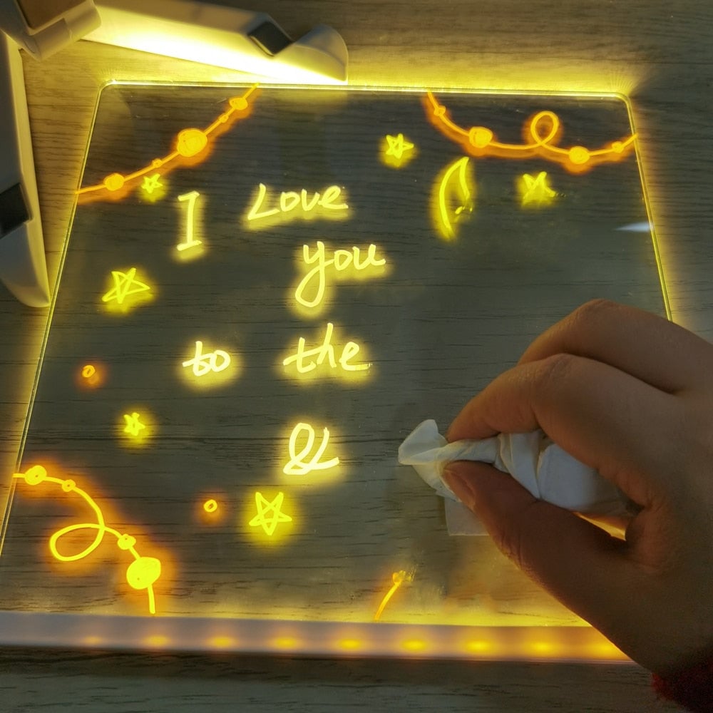 🎅Christmas hot Products 🎨LED Message Board with 7-Color Pens – Reusable Writing & Drawing Board