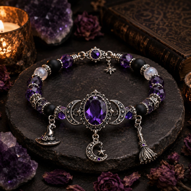 🔮Gothic Purple Rhinestone Halloween Bracelet