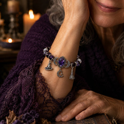 🔮Gothic Purple Rhinestone Halloween Bracelet