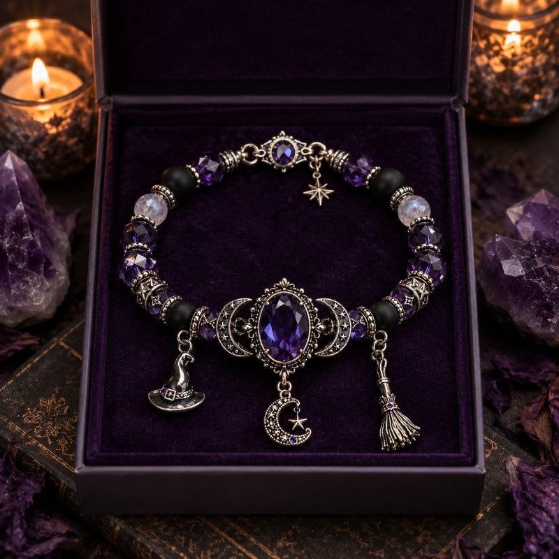 🔮Gothic Purple Rhinestone Halloween Bracelet