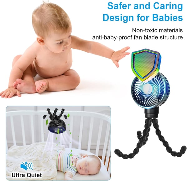 🔥BUY 2 GET 10% OFF💝👶 Baby Stroller Fan – Portable Clip-On Cooling Fan for Strollers