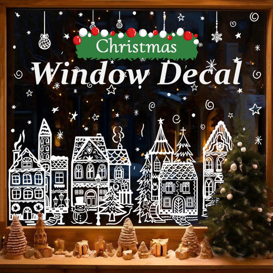 ❄️BUY 2 GET 1 FREE🎄78-Piece Christmas Window Clings – Festive Winter Village Glass Decorations