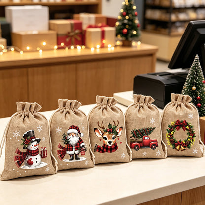 🎄 Holiday Favorites - Buy 3 Pay 2🎁Christmas Drawstring Gift Bags – Reusable Holiday Gift Wrapping Bags for Presents