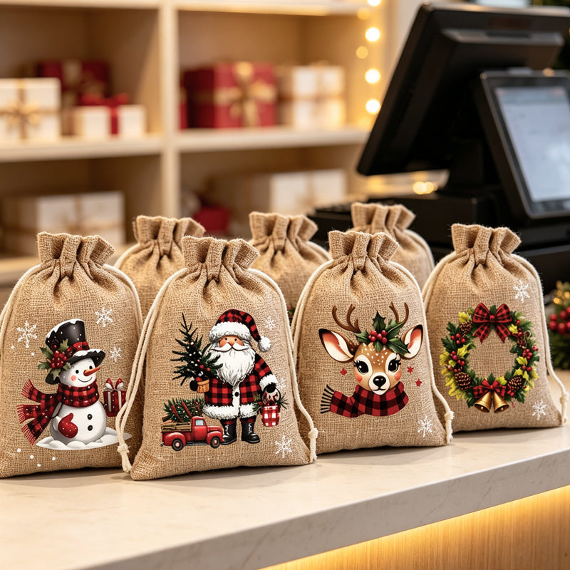 🎄 Holiday Favorites - Buy 3 Pay 2🎁Christmas Drawstring Gift Bags – Reusable Holiday Gift Wrapping Bags for Presents