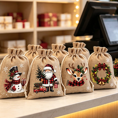 🎄 Holiday Favorites - Buy 3 Pay 2🎁Christmas Drawstring Gift Bags – Reusable Holiday Gift Wrapping Bags for Presents