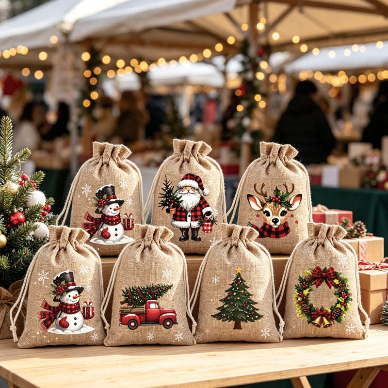 🎄 Holiday Favorites - Buy 3 Pay 2🎁Christmas Drawstring Gift Bags – Reusable Holiday Gift Wrapping Bags for Presents