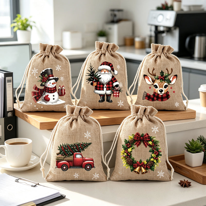 🎄 Holiday Favorites - Buy 3 Pay 2🎁Christmas Drawstring Gift Bags – Reusable Holiday Gift Wrapping Bags for Presents