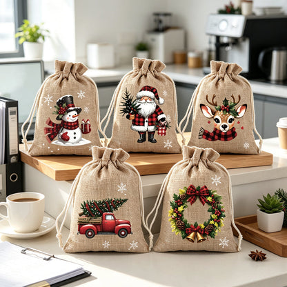 🎄 Holiday Favorites - Buy 3 Pay 2🎁Christmas Drawstring Gift Bags – Reusable Holiday Gift Wrapping Bags for Presents
