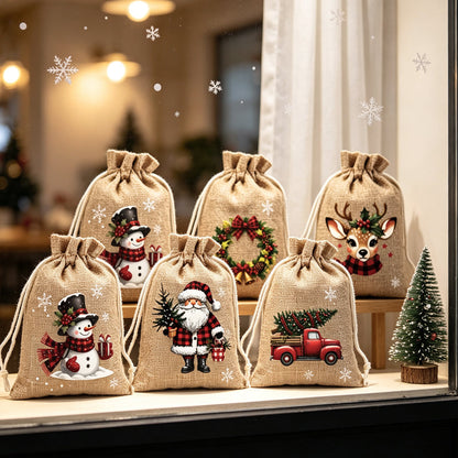 🎄 Holiday Favorites - Buy 3 Pay 2🎁Christmas Drawstring Gift Bags – Reusable Holiday Gift Wrapping Bags for Presents