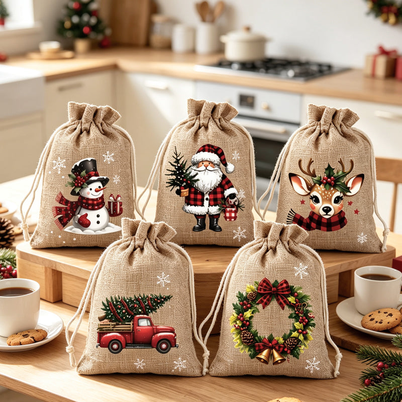 🎄 Holiday Favorites - Buy 3 Pay 2🎁Christmas Drawstring Gift Bags – Reusable Holiday Gift Wrapping Bags for Presents
