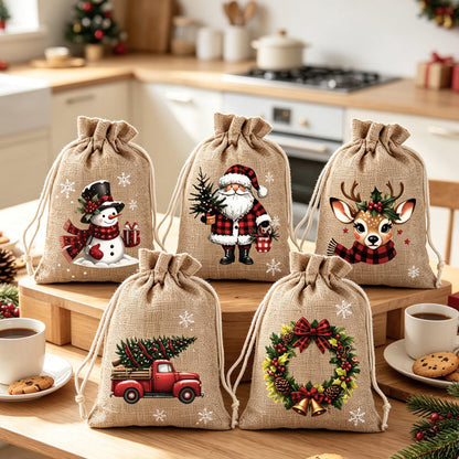 🎄 Holiday Favorites - Buy 3 Pay 2🎁Christmas Drawstring Gift Bags – Reusable Holiday Gift Wrapping Bags for Presents