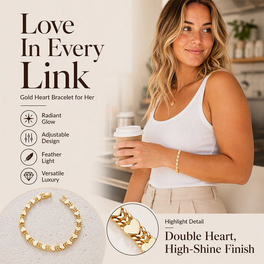 💖 BUY 2 GET 1 FREE! ✨Heart Link Bracelet – Elegant Lightweight Heart-Shaped Bracelet for Women🌸