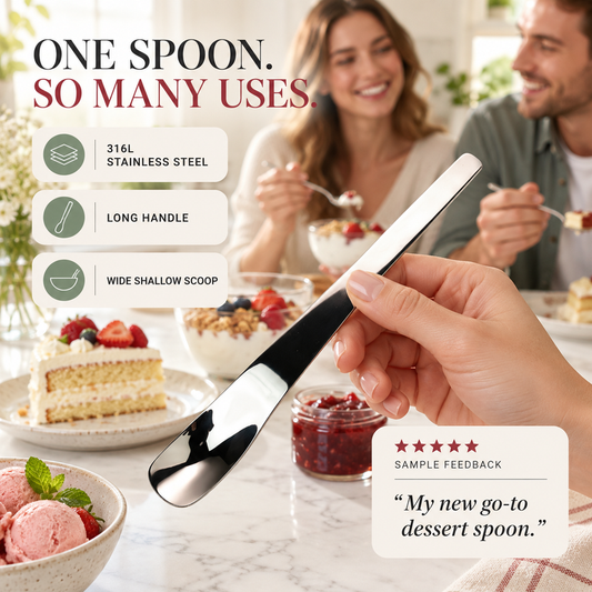 🥄Exclusive Offer - PICK 3 PAY 2🍨No-Bend 316L Deep-Bowl Spoon – Easy Scoop Spoon for Desserts & Ice Cream
