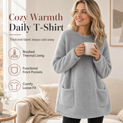 🍂Women's Warm Long Sleeve Top – ☁️Soft Brushed Thermal Crew Neck Shirt