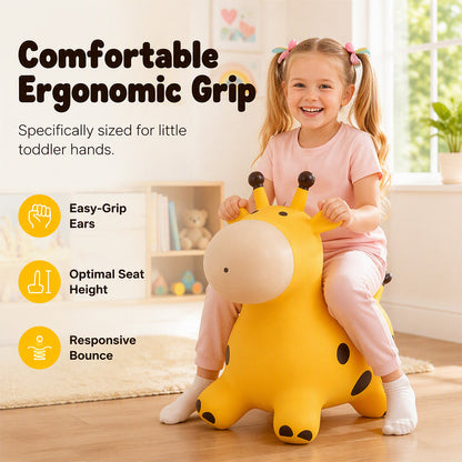 🦒Gifts Made Easy🎵Kids Giraffe Bouncy Hopper – Inflatable Animal Jumper Toy for Active Play & Balance Training