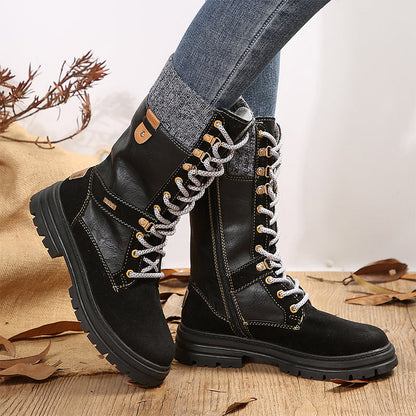Women's Knit Collar Mid-Calf Boots