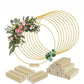🎄BUY 2 GET 1 FREE✨Gold Floral Hoop Centrepiece with Wooden Stand & LED Lights