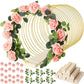 🎄BUY 2 GET 1 FREE✨Gold Floral Hoop Centrepiece with Wooden Stand & LED Lights