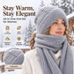 🔥LAST DAY SALE £6.99!!💞✨ Winter’s Sweet Little Luxury | Clever All-in-One Knit Hat & Scarf Set 🤍❄️ Soft twisted knit, keeps head and neck cosy without bulky layers🧣