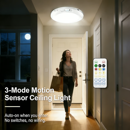 🔥⏳LAST DAY SALE ONLY ￡13.99!!💡3-Mode Motion Sensor Ceiling Light – Rechargeable, Magnetic, Wireless