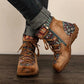 2021 Boho Embroidere Lace-up Casual Ankle Boots