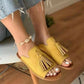 2021 Womens Tassels Open Toe Flats Slides