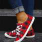 2021 Women's Lace-up Check Denim Canvas Sneakers