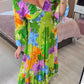 2023 Floral Print Ruffle Hem Maxi Dress（Buy 2 free shipping）
