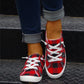 2021 Women's Lace-up Check Denim Canvas Sneakers