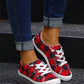 2021 Women's Lace-up Check Denim Canvas Sneakers