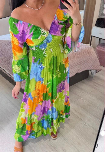 🌸Spring Sale 50% OFF🌟V-neck Floral Seaside Vacation Loose Dress🎁Free Shipping