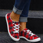 2021 Women's Lace-up Check Denim Canvas Sneakers