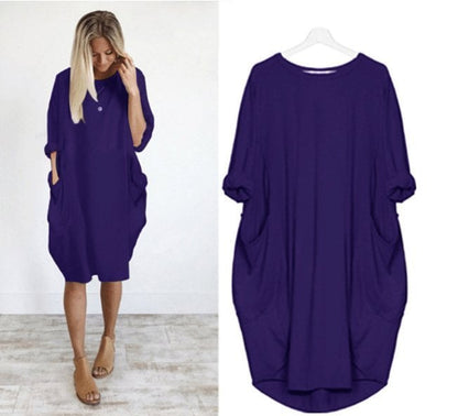 🔥Autumn Sale 49% OFF - Long Sleeve Casual Loose Pocket Dress🎁Buy 3 Pay 2