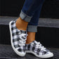 2021 Women's Lace-up Check Denim Canvas Sneakers