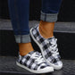 2021 Women's Lace-up Check Denim Canvas Sneakers