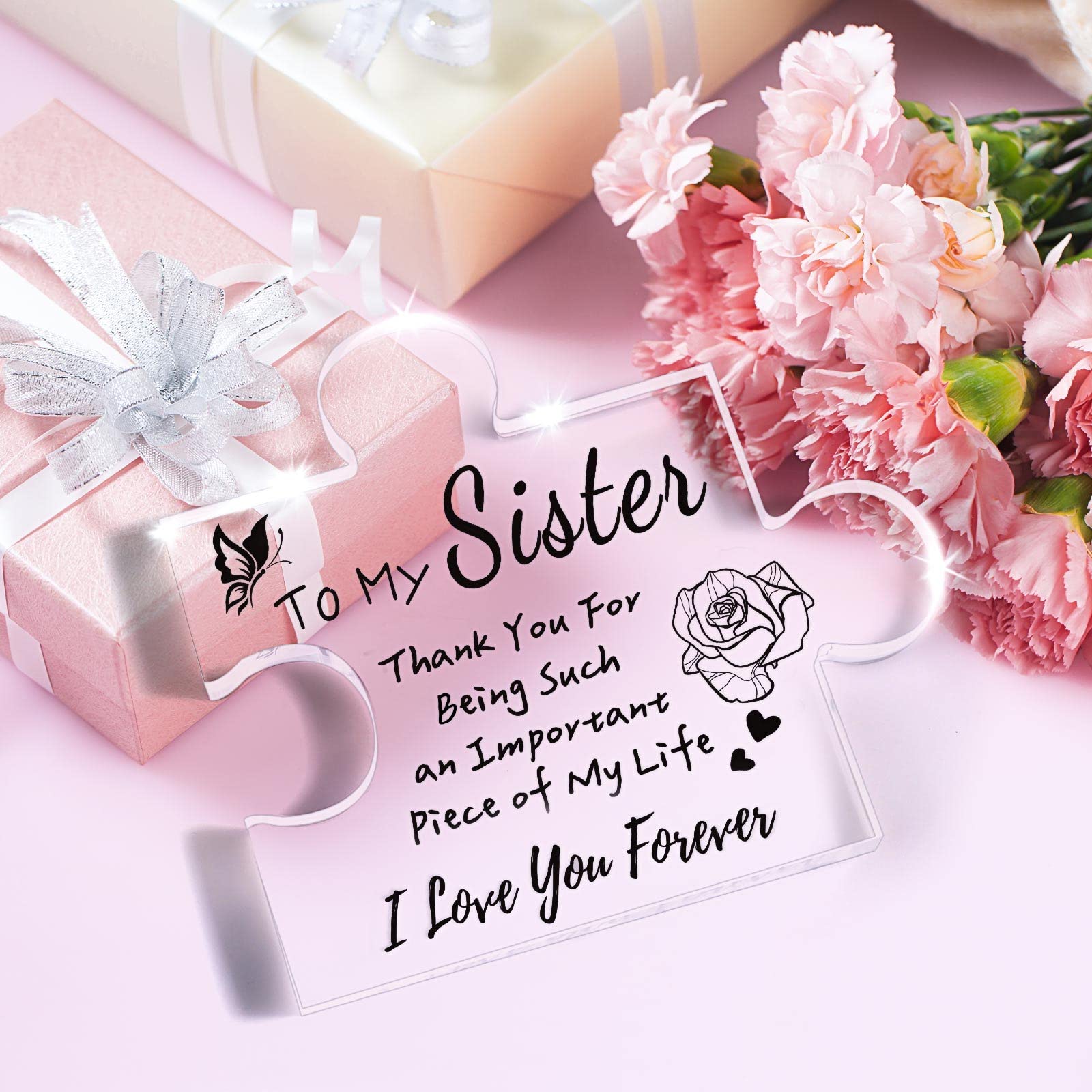 Birthday Gifts for Sister - Engraved Acrylic Block Puzzle Sister