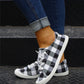2021 Women's Lace-up Check Denim Canvas Sneakers